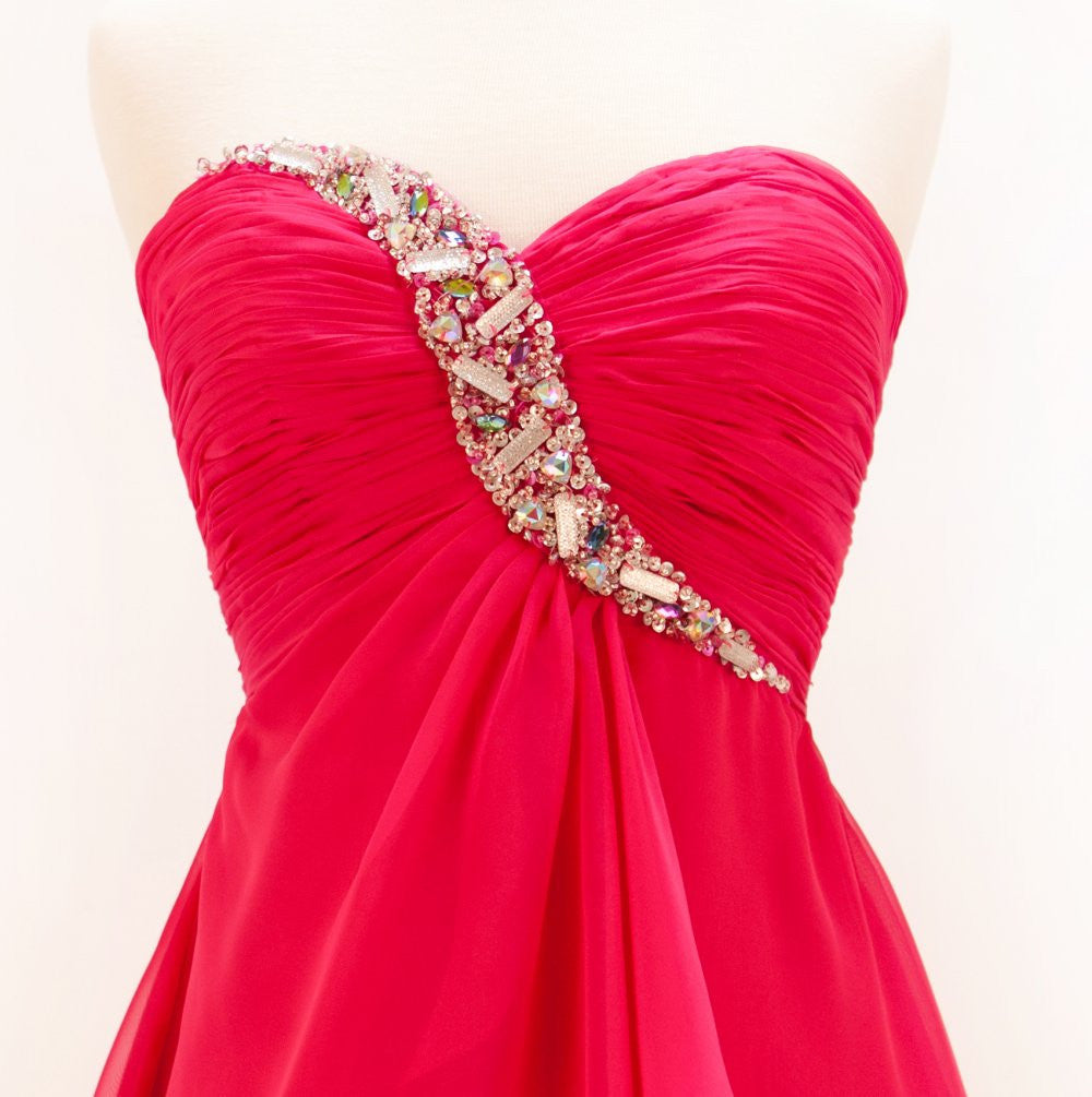 CLEARANCE - Cinderella Divine HK5744 Short Red Chiffon Dress (Size 4) - Glamourous Grace