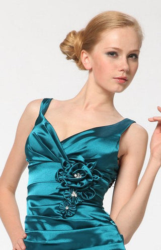 CLEARANCE - Cinderella Divine 5098 Teal Mermaid Dress Pleated Bodice Gown (Size 2XL)