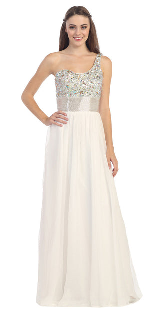 CLEARANCE - Eureka Fashion 2401 One Shoulder Corset A-Line Long Ball Gown (Size 2XL)