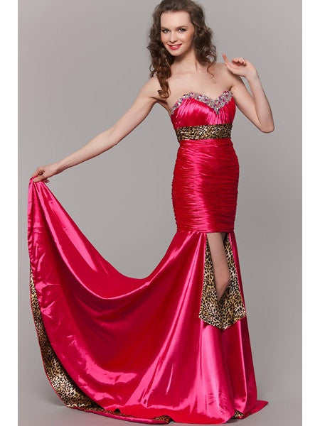 CLEARANCE - Cinderella Divine 7558 Strapless Fuchsia Leopard Print Dress (Size 10) - Glamourous Grace