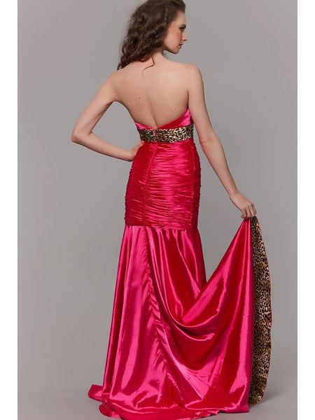 CLEARANCE - Cinderella Divine 7558 Strapless Fuchsia Leopard Print Dress (Size 10) - Glamourous Grace