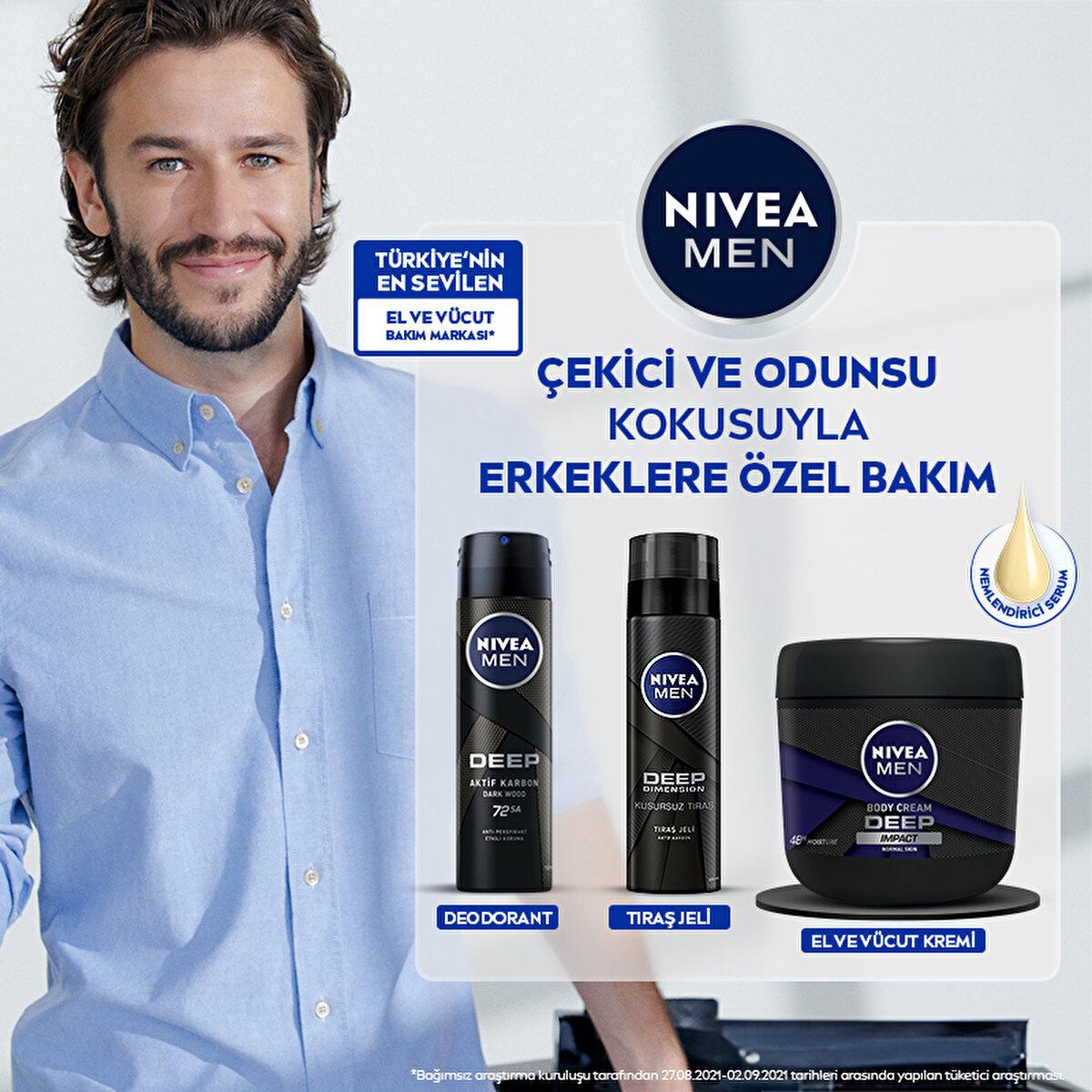 Nivea Men Moisturizing Hand and Body Cream Deep Impact - 48 Hour Moisturization, Non-Greasy, Woody Fragrance - Glamourous Grace