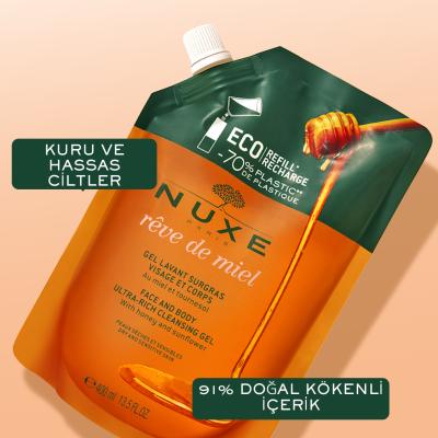 Nuxe Reve De Miel Ultra Rich Cleansing Gel: Honey-Infused Face & Body Wash for Dry, Sensitive Skin - Natural, Paraben & SLS Free - Glamourous Grace