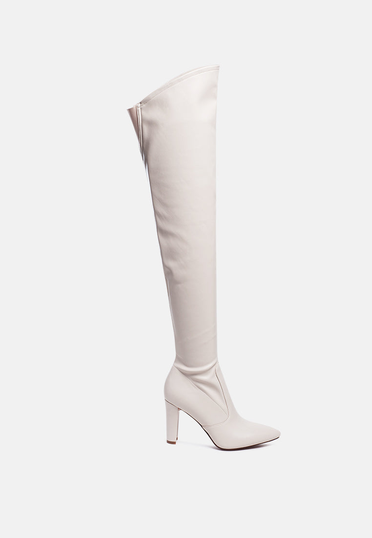 Zade Thigh High Long Boots In Stretch Patent Pu - Glamourous Grace