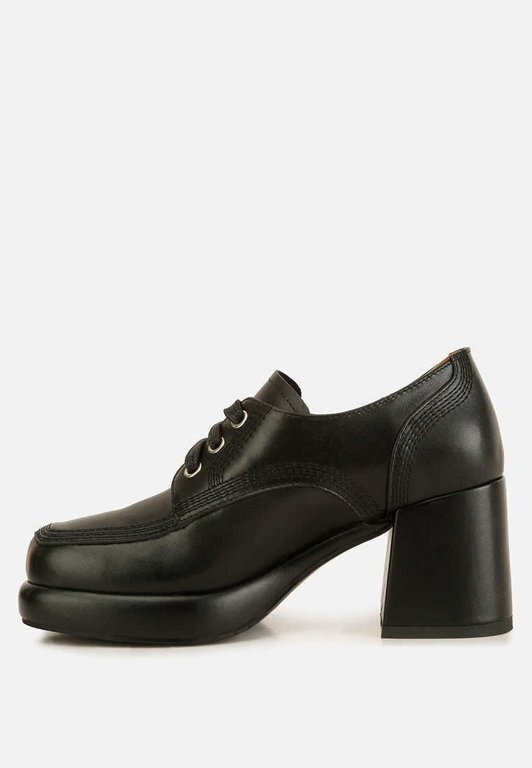 Quecha Leather Block Heel Oxfords - Glamourous Grace