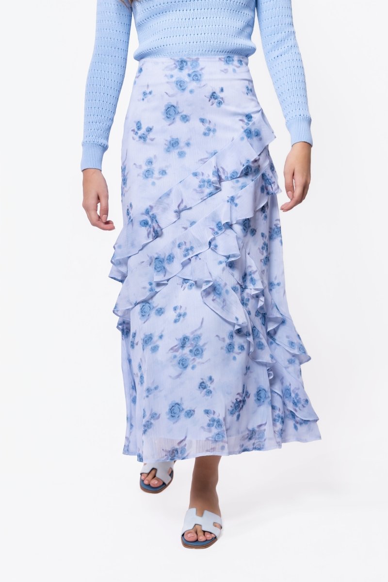 Zella Skirt (Blue Flower) - Glamourous Grace