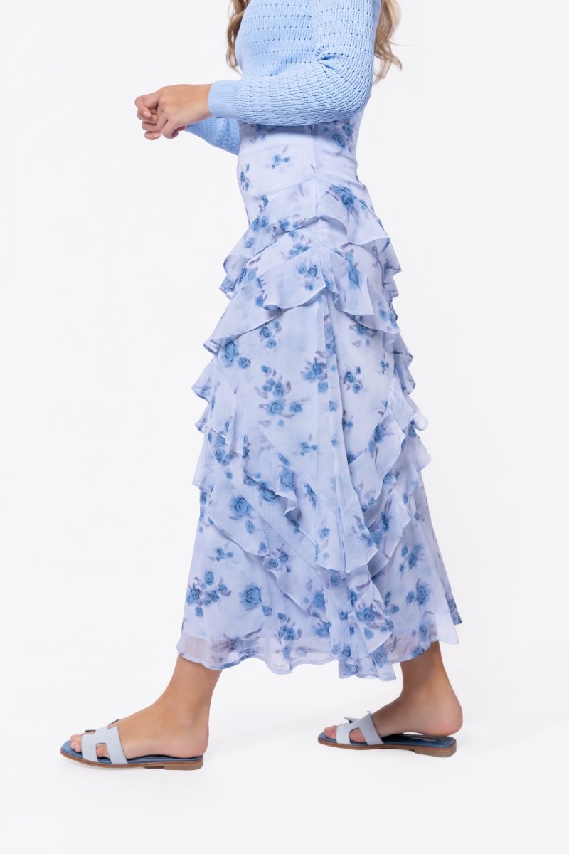 Zella Skirt (Blue Flower) - Glamourous Grace