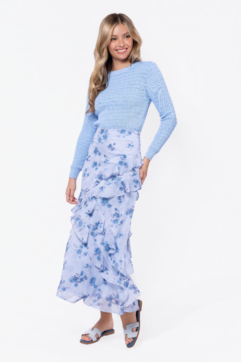 Zella Skirt (Blue Flower) - Glamourous Grace