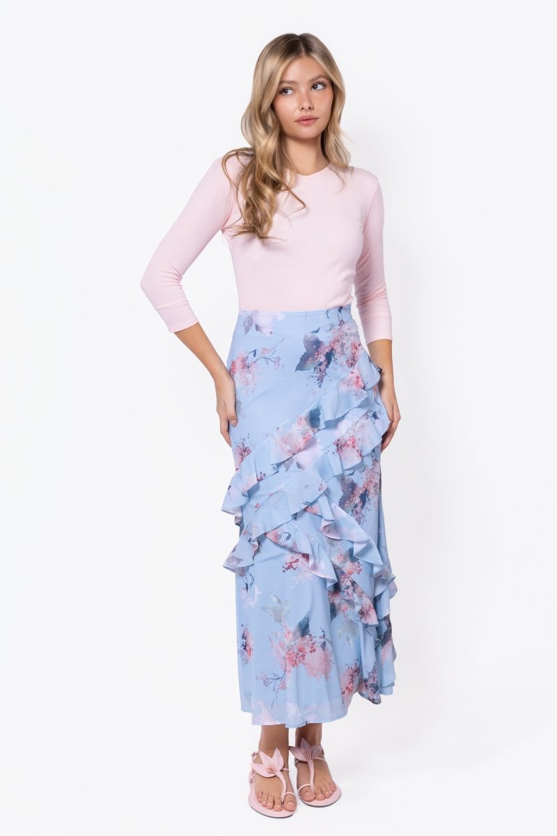 Zella Skirt (Blue Pattern) - Glamourous Grace