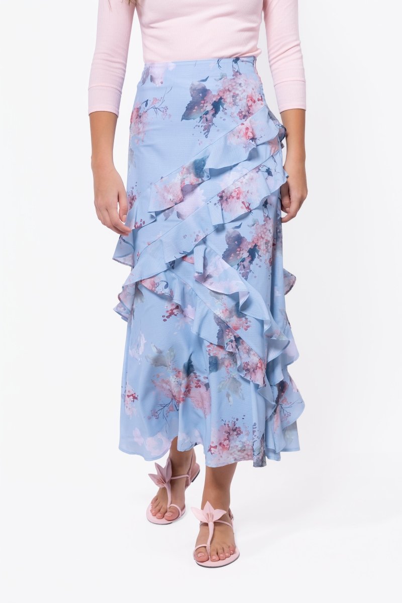 Zella Skirt (Blue Pattern) - Glamourous Grace