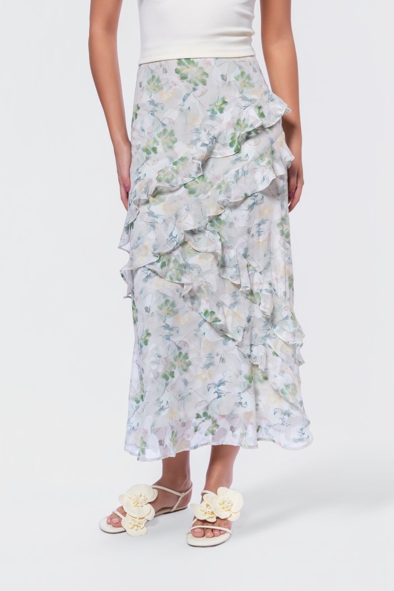 Zella Skirt (White/Green) - Glamourous Grace