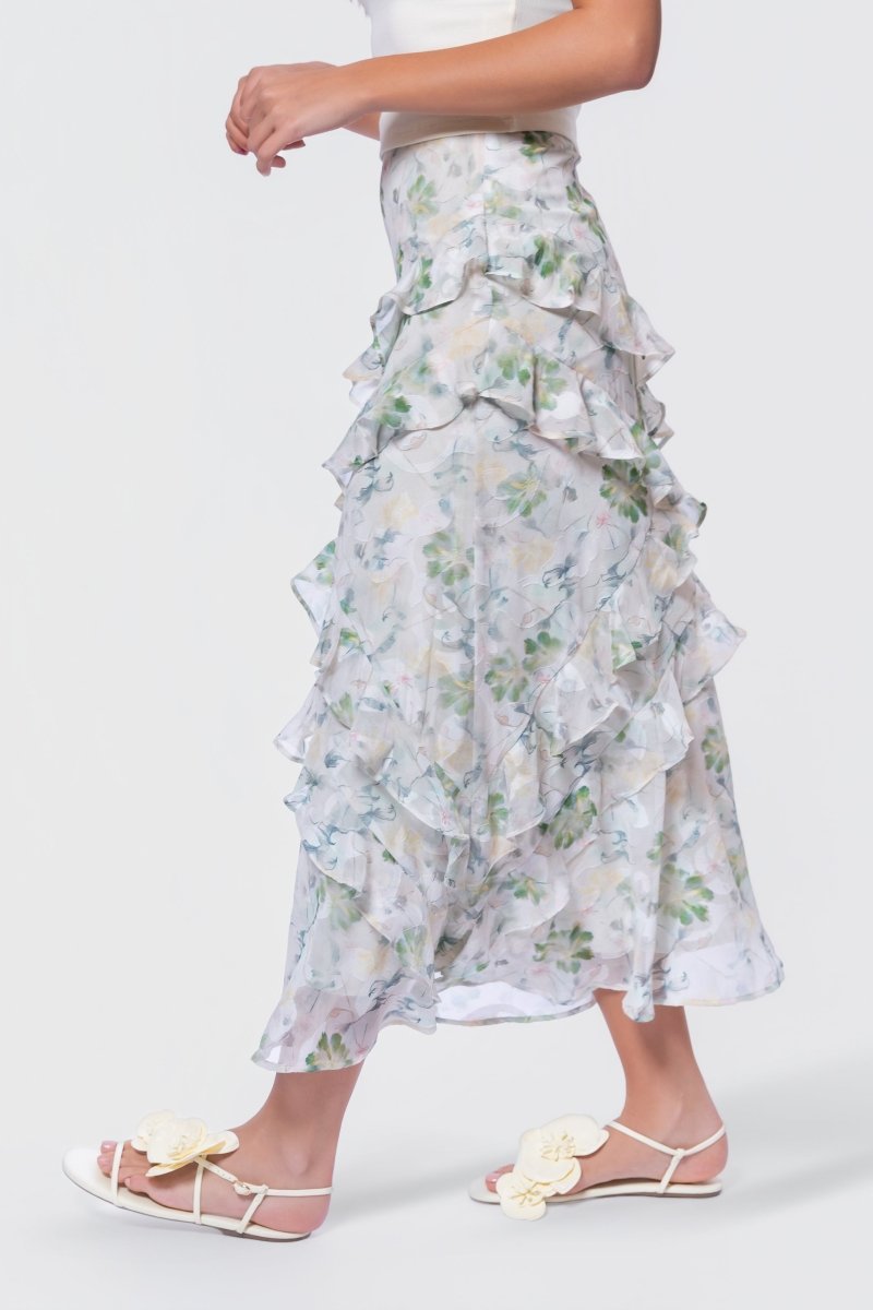 Zella Skirt (White/Green) - Glamourous Grace