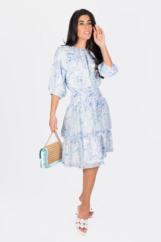 Zena Dress Short Sleeve 39" (Blue/Multi)