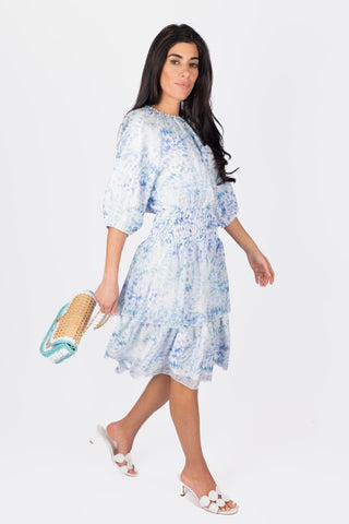 Zena Dress Short Sleeve 39" (Blue/Multi)