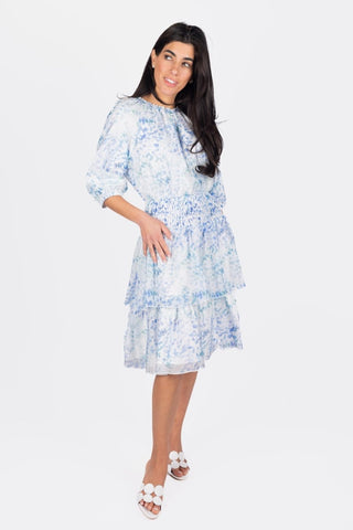 Zena Dress Short Sleeve 39" (Blue/Multi)