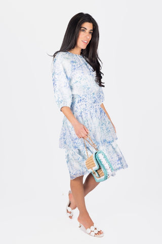 Zena Dress Short Sleeve 39" (Blue/Multi)