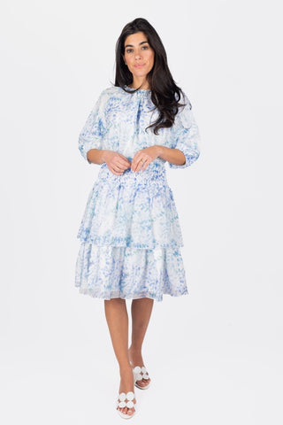 Zena Dress Short Sleeve 39" (Blue/Multi)