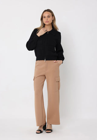 Zip up long sleeve collared jacket with pockets