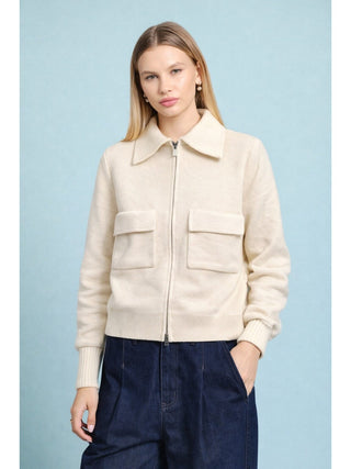 Zip up long sleeve collared jacket with pockets