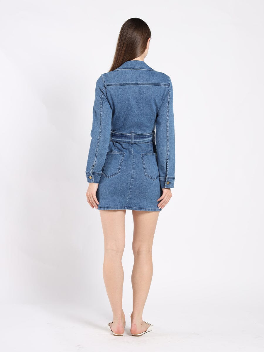 Zippered Denim Shirt Dress - Glamourous Grace