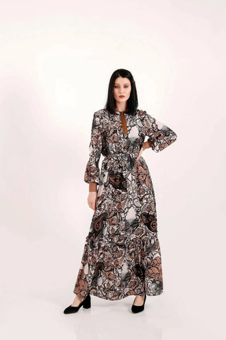 Paisley Maxi Dress with Long Sleeves - Glamourous Grace